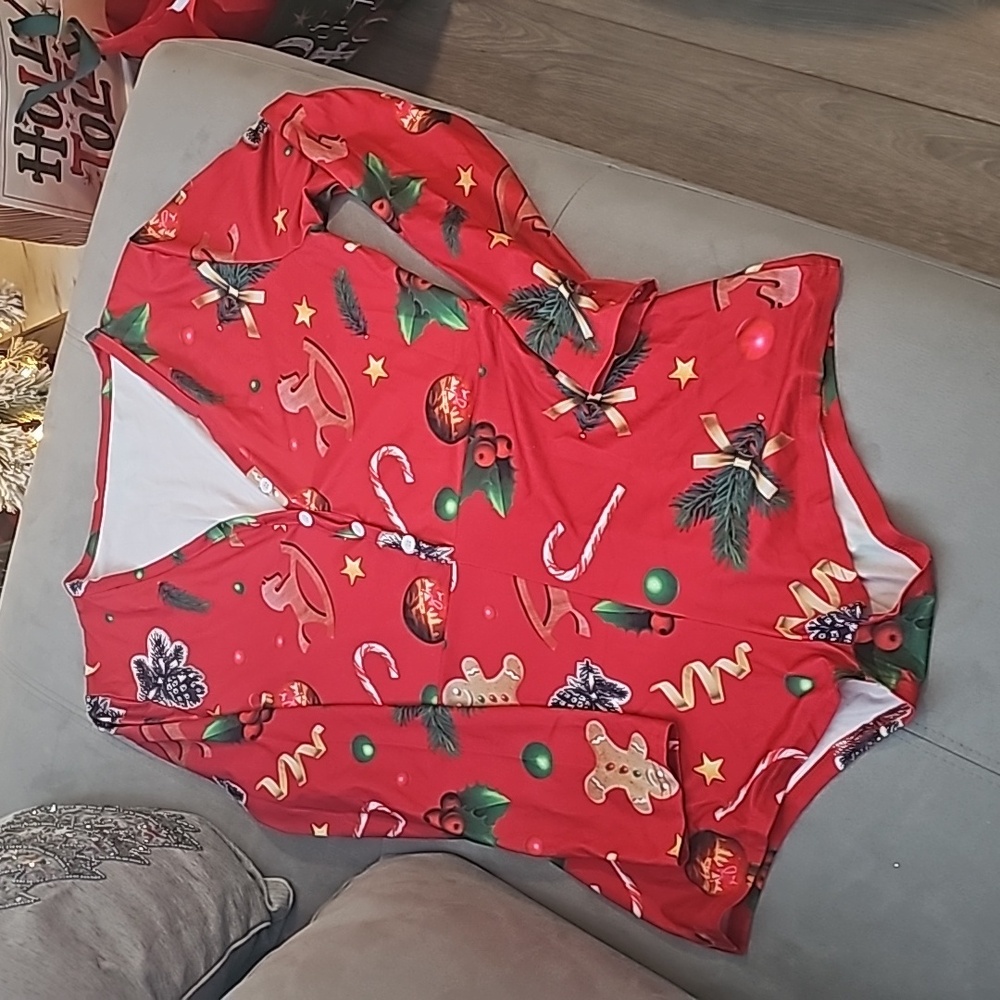 NWOT Sexy Christmas Pajamas One-Piece Romper - Picture 5 of 6